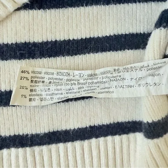 Zara Girls Sweater Top Longsleeve Striped Knit White Navy Casual Size 11-12 - Picture 3 of 3